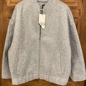 Zara Oversized Bouclé Bomber Jacket